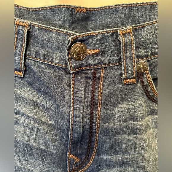 True Religion Jeans Men’s 40x31 Blue Straight Leg Thick Stitch Ricky Big QT Flap - Picture 3 of 11